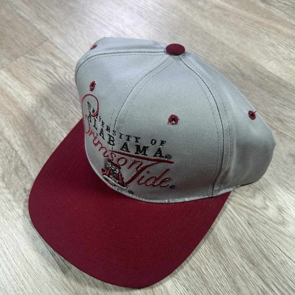 VTG Alabama Crimson Tide Snapback Hat College Signatures Gray Red Cap - Picture 8 of 8
